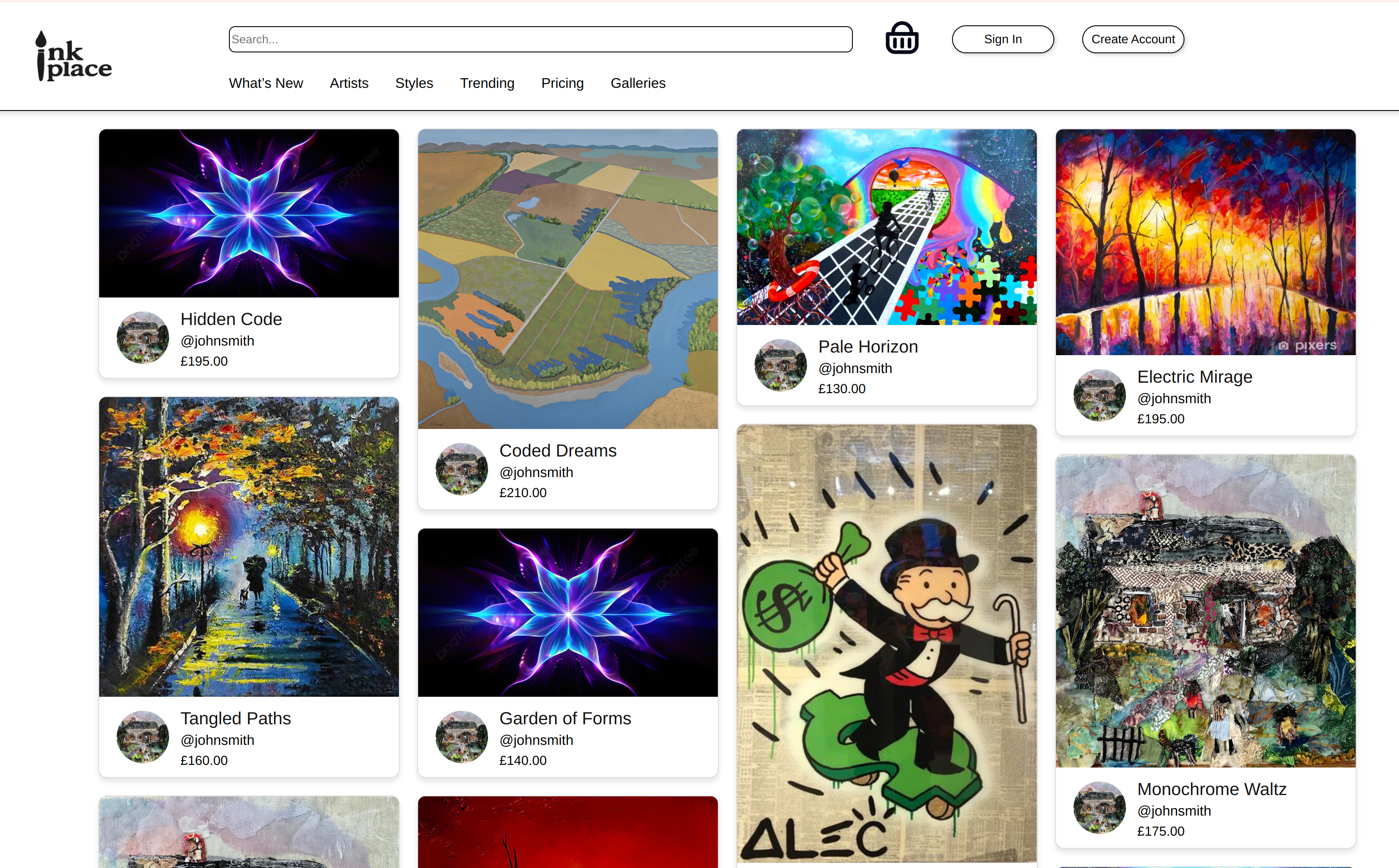 InkPlace demo e-commerce marketplace